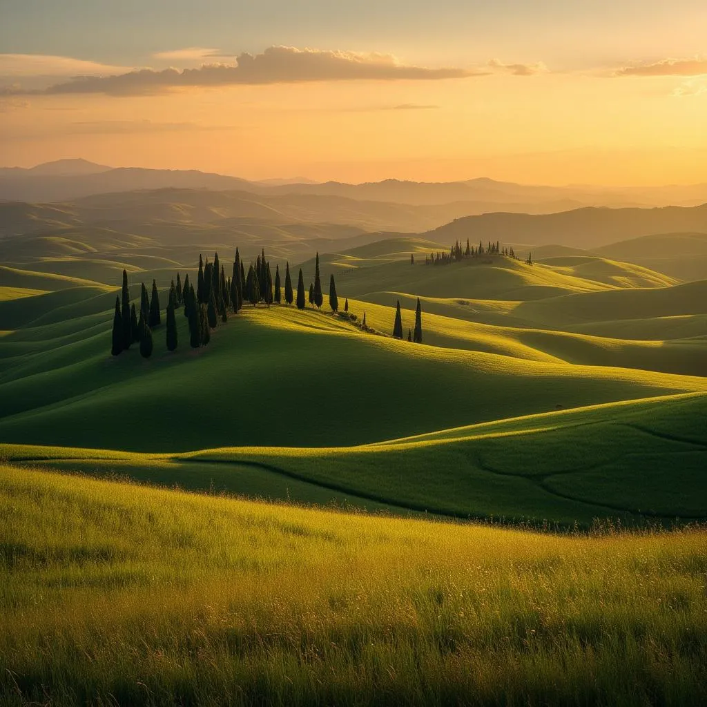 Colline toscane al tramonto