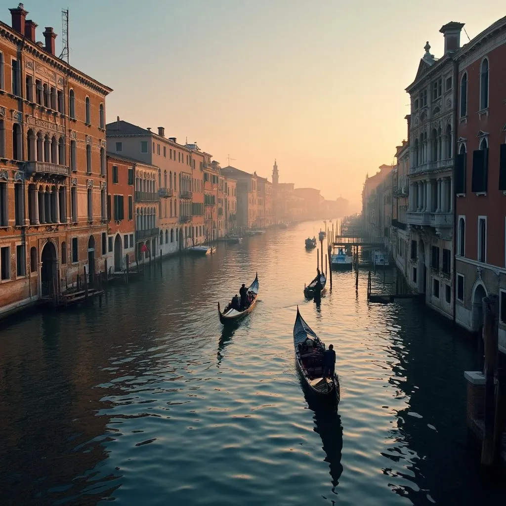 Canali di Venezia all'alba